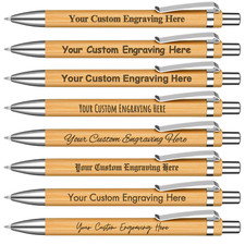 Custom Engraved Bamboo Pen (5-100) Bulk 1mm Wood Business School Teacher Gift picture