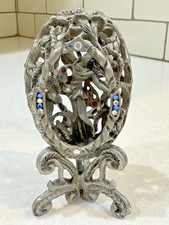 SUNGLO Vintage 1990s Pewter Fairy Woman Figure w/Swarovski Crystals Butterflies picture