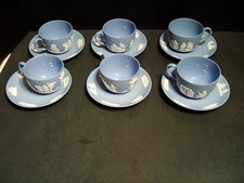 Wedgwood Jasperware Blue Grecian 6 cup and saucer sets picture