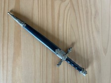 Vintage Medieval Dagger Letter Opener w/ Scabbard 440 Stainless Steel Gothic Swo picture
