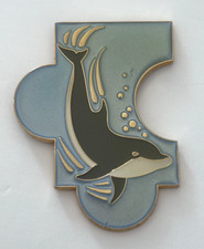 Vintage Seaworld Sea World Dolphin Diving Puzzle Piece Pin Pinback picture