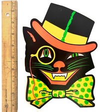 Vintage Halloween Black Cat in Top Hat Cardboard Die-cut (Circa 1940's) BEISTLE picture