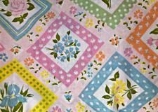 Vtg JCPenney Percale Twin Sheet Set Floral Patchwork Eyelet Trim Fashion Manor picture