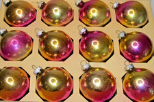 Lot Vintage Glass Gradient Gold PINK Ombre BALL Christmas Ornaments Shiny Brite picture