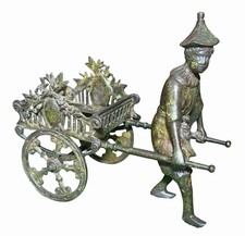 Vintage Castilian 0910 Asian Rickshaw Cart Planter Holder Metal Sculpture India picture