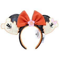 Disney· Parks Halloween Mickey & Minnie Floral Ghost Ears Headband Disneyland picture