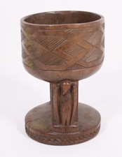 EAAI Mushenge 1957 African Carved Folk Art Minyangu Felicien Wood Bowl Vtg Congo picture