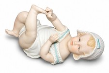 Vintage Bisque Porcelain Piano Baby Figurine Andrea by Sadek #7536 Reclining picture