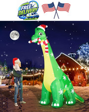 13FT Giant Dinosaur Christmas Inflatable with LED Lights, Blower, Santa Hat picture