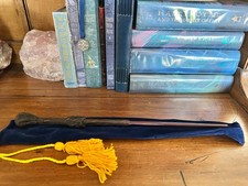 WOODEN WAND Harry Potter Cosplay Carved Real Wood Dark Brown #A picture