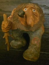 Vintage Hand Carved Norwegian Troll by Anton Sveen Authentic Wooden Folk Art... picture