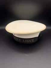 Vintage Royal Navy HMS Aisne D22 Sailor Cap Hat Named Cold War 1940s 1950s 1960s picture