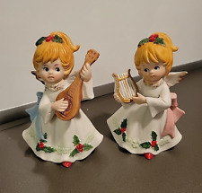 Christmas in July, Vintage Pair Homco Choir Pocelain Angel Figurines #5551 picture