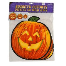 Vintage Amscan Halloween Die Cut Outs Pumpkins 3 Sizes 9 Total Jack O Latern NOS picture
