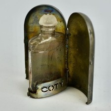 Vintage Antique Coty Silver Casket Perfume Case with Glass Bottle (Cracked) picture
