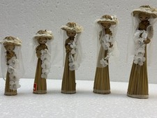 Vintage Handcrafted Straw Doll Figurines Set Made in China Asian Folk Art Decor picture