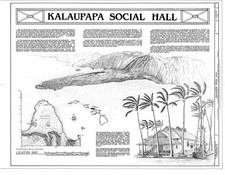 Photo:Kalaupapa Molokai Hawaii 1900s Social Hall HABS Illustration Map picture