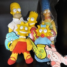 VINTAGE 1990 BURGER KING THE SIMPSONS PLUSH DOLL SET OF 5- WHOLE FAMILY picture