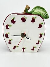 Vintage APPLE SHAPED SHELF CLOCK, BY RUSS BERRIE, #15077, MADE PHILIPINES, CUTE picture
