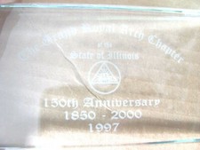 GRAND ROYAL ARCH OF ILLINOIS MASONIC 150 YEARS ETCHED SPECIAL GLASS PAPERWEIGHT picture