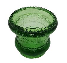 Vintage Joe St Claire Green Glass Toothpick Holder Band Of Holly Around Middle picture