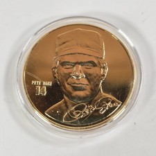 Pete Rose Charlie Hustle 4256 Hits Gold Tone Limited Edition Medallion #0002 picture