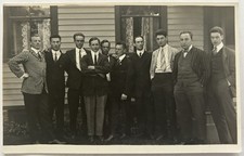 Antique RPPC Postcard - Roaring Twenties Fashion Group Of 10 Men Wearing Suits picture