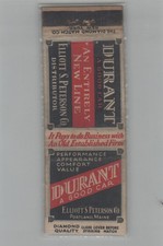 1930s DQ Matchbook Cover Elliott S. Peterson Durant Car Dealer Portland ME picture