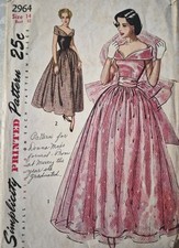 Simplicity Original VINTAGE Evening Gown Pattern c1949 Size 14 picture