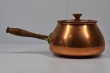 Vintage Tagus Copper Fondue Pot Tin-Lined Wood Handle Country Farmhouse Decor picture