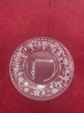Vitnage Glass Etched Engraved Grape Vine Pattern Plate 5” picture