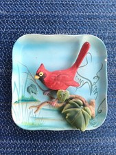 Napco Japan Red Cardinal Wall Pocket Bird Plaque Vintage Mid Century Ceramic picture