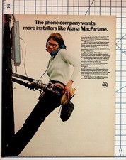 Vintage AT&T Bell System Ad Alana MacFarlane Woman Telephone Installer picture
