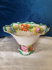 Antique Saxe porcelain handpainted floral bowl vase picture