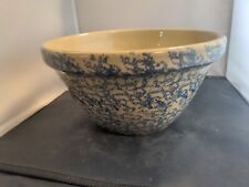 VTG Robinson Ransbottom Roseville Pottery Blue Spongeware Mixing Bowl 10 3/4
