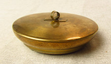 Vintage Round Shallow Brass Lidded Trinket Box E picture