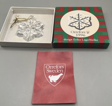 Orrefors 1996 Clear Crystal Christmas Snowflake Ornament w/ Box Lagerbielke picture