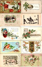LOT/10 ANTIQUE CHRISTMAS VINTAGE POSTCARDS EARLY 1900's CONDITION VARIES #148 picture