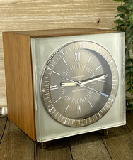 VTG RARE MCM Westclox Retro Square Cube Art Deco Footed Table Desk Clock picture