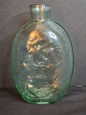 Antique Albany Glass Works Historical Flask GI-28 Steamboat Sailboat Aqua Glass picture