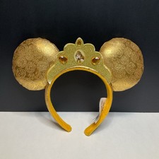 Disney Parks Belle Beauty & The Beast Minnie Mouse Ears Gold Rose Tiara Crown picture