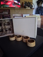 Vintage L'OBJET metal Swarovski Crystals High end Napkin Rings Set Of 4 picture