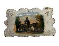 Lewiston MAINE ME Antique Souvenir  TRINITY CHURCH Trinket DOYLE BROS Bowl Plate picture