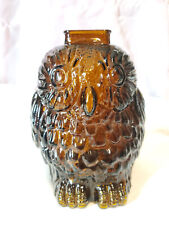 Vintage Amber Glass OWL Bank WISE OLD OWL Smash Bank Brown by Libby Glass picture