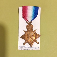 WWI British Original 1914-15 Star Medal w/ Ribbon to A.E. McLaughlin Highland picture