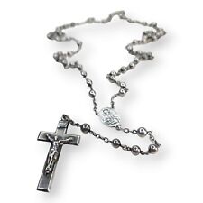 Vintage Sterling Silver Rosary Necklace Silver Beads and Chain picture