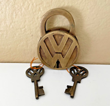 VW Volkswagen Padlock Brass Rustic New w/2 Keys Really Works picture