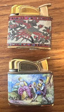 Title 2 Vintage Evans Pocket Lighters Bird Floral & Pastoral Scene Nonworking picture