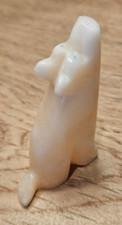 Authentic Zuni Howling Coyote Wolf Fetish Cream Stone Carving Black Arrow 3