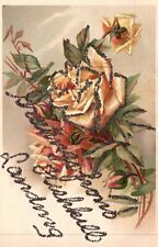 Vintage Postcard 1930's Greetings From A Friend Flower Bouquet Roses picture